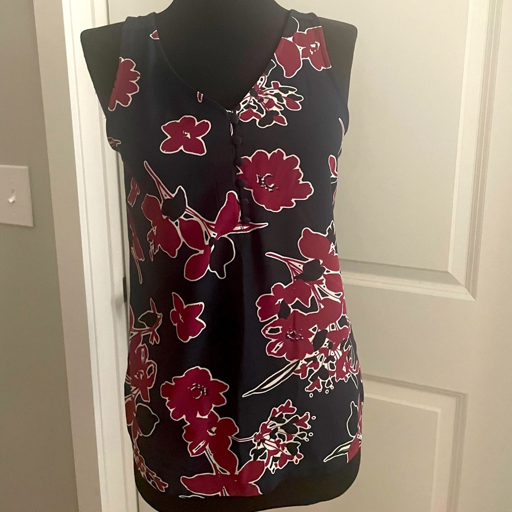 Sleeveless floral blouse